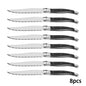 9'' Laguiole Steak Knives Set Serrated Triple Rivet Ergonomic Handle Stainless Steel Black Steel Dinner Table Knife 1/4/6/8 Pcs