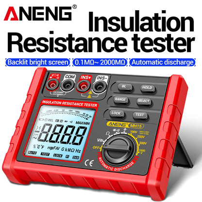 ANENG MH15 Digital Megohmmeter 1000V High Voltage Insulation Test 2000MΩ High Resistance Measurement Electrical Testing Artifact