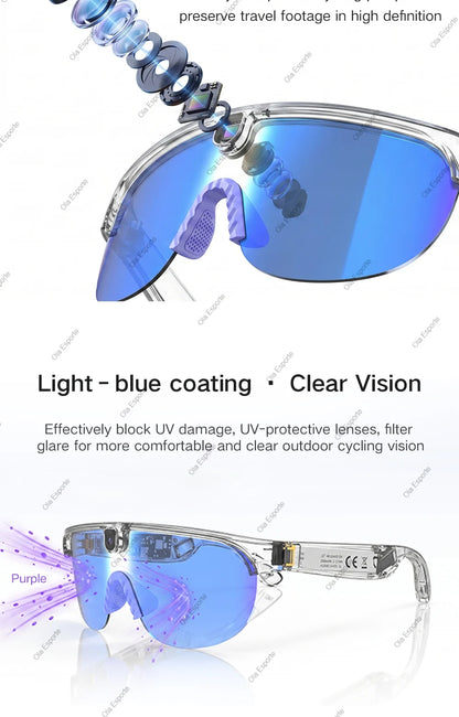 2026 New AI Bluetooth Smart Glasses Camera 1200P Video 4K Anti-shake Cycling Ridi Sports Glasses Dual Mic Windproof Goggles Q01