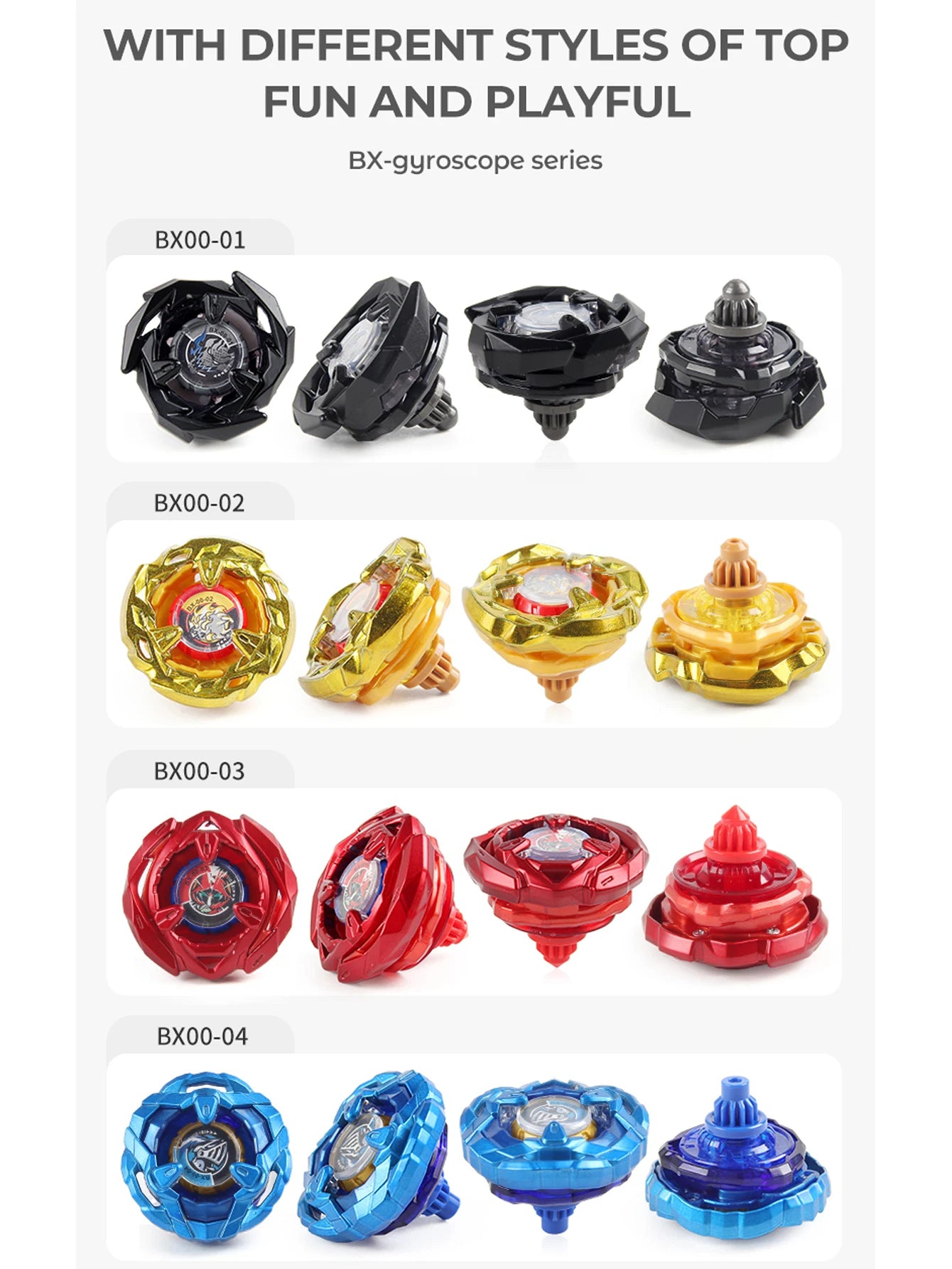 Bey X Spinning Toy Kit Gyro Metal Battle Tops with Launchers Organize Box Set Gift
