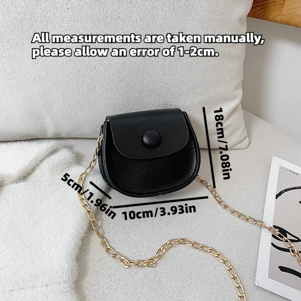 Mini Fashion Saddle Bag Chain Crossbody Bag Coffee Black Yellow Children's Small Cross Body Bags Earphone Lipstick Storage Bags