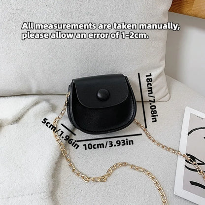 Mini Fashion Saddle Bag Chain Crossbody Bag Coffee Black Yellow Children's Small Cross Body Bags Earphone Lipstick Storage Bags