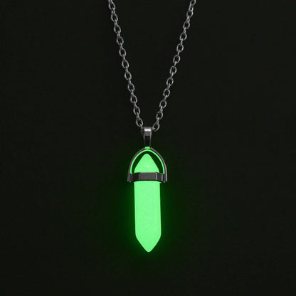 2Pcs/Set Luminous Hexagonal Column Heart Pendant Couple Magnetic Necklace Natural Stone Geometric Pendant Necklace Jewelry Gifts