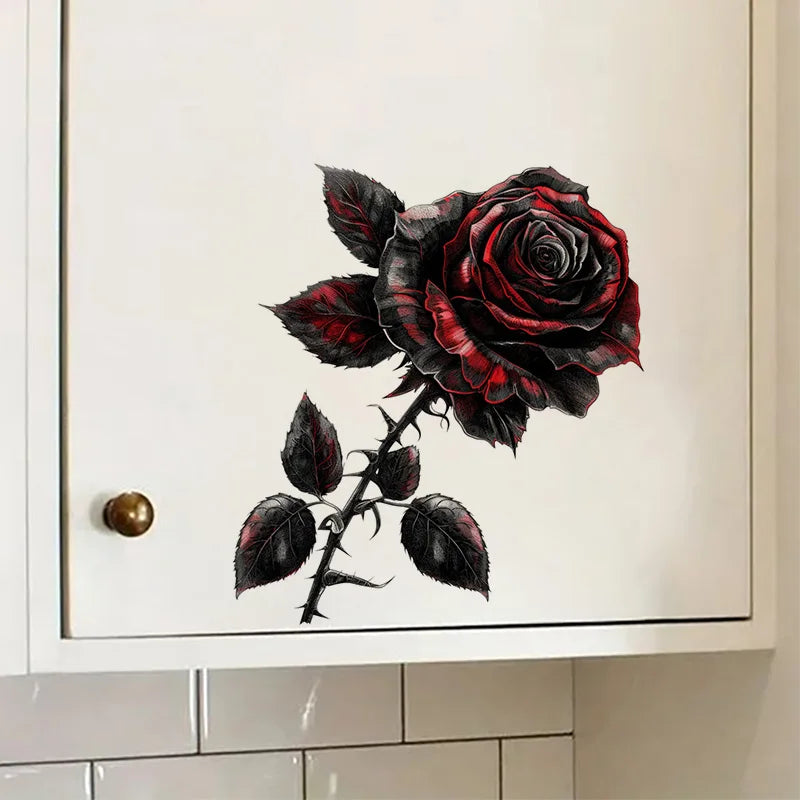KT88# Gothic Rose Sticker Stickers,Wall Toilet Decal Removable, Vinyl Car Sticker for Bathroom Decor, Outdoor Indoor Use