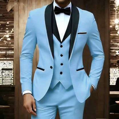 New Men's 3 Piece Suit Business Formal Set, Groom & Groomsman Wedding Suit, Elegant Prom & Party Outfit