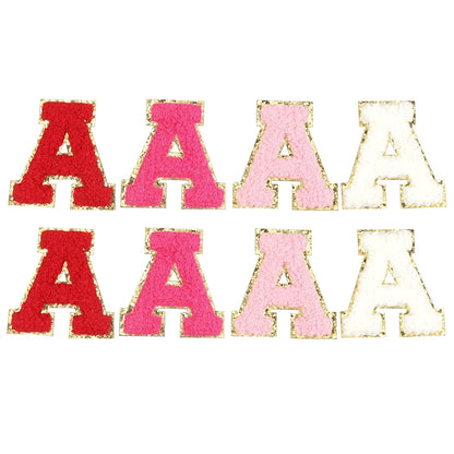 8pcs Sweet 26 Letters Towel Embroidery Patch Pink A-Z Self-adhesive Sticker Decoration For DIY Apparel Bag Crafts Accessories