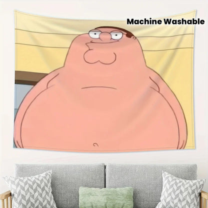 VIKAMA Family Guy Peter Griffin Tapestry Funny Cartoon Character Wall Hanging with Meme Elements for Bedroom Decor