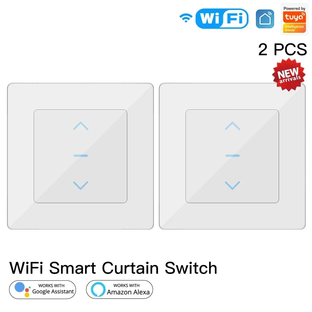 MOES Touch Design WiFi Smart Curtain Switch for Motorized Curtains and Roller Blinds work with Tuya Smart Life App Alexa Google