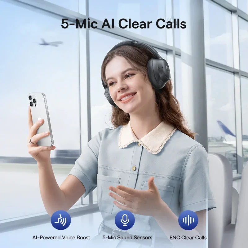 Słuchawki bezprzewodowe Baseus EH10 NC ANC 45 dB, adaptacyjna hybrydowa redukcja szumów, słuchawki Hi-Res LDAC, Bluetooth 6.0, 80 godz.
