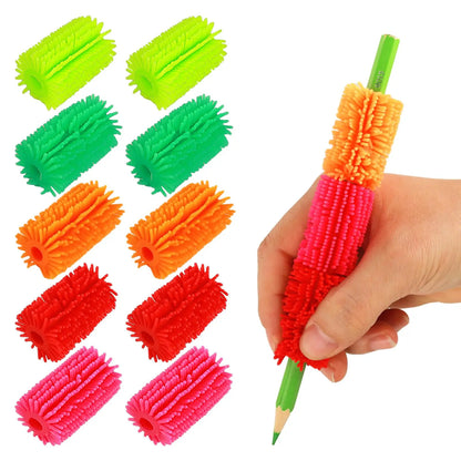 10Pcs Colorful Furry Portable Pen Case Squeeze Stress Relief Music Fun Creative Novelty Prank Decompression Toys Adults Kids