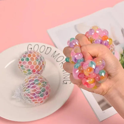 Rainbow Sensory Stress Relief Ball Squishy 3D Fidget Toys for Adults Kids Anti-Anxiety Silent Non-Toxic Toy for Office Classroom