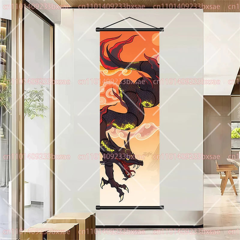 Pokémon Retro HD Scroll Painting Poster Squirtle Eevee Charmander Bulbasaur Gyarados Charizard Fan Collection Children's Gift