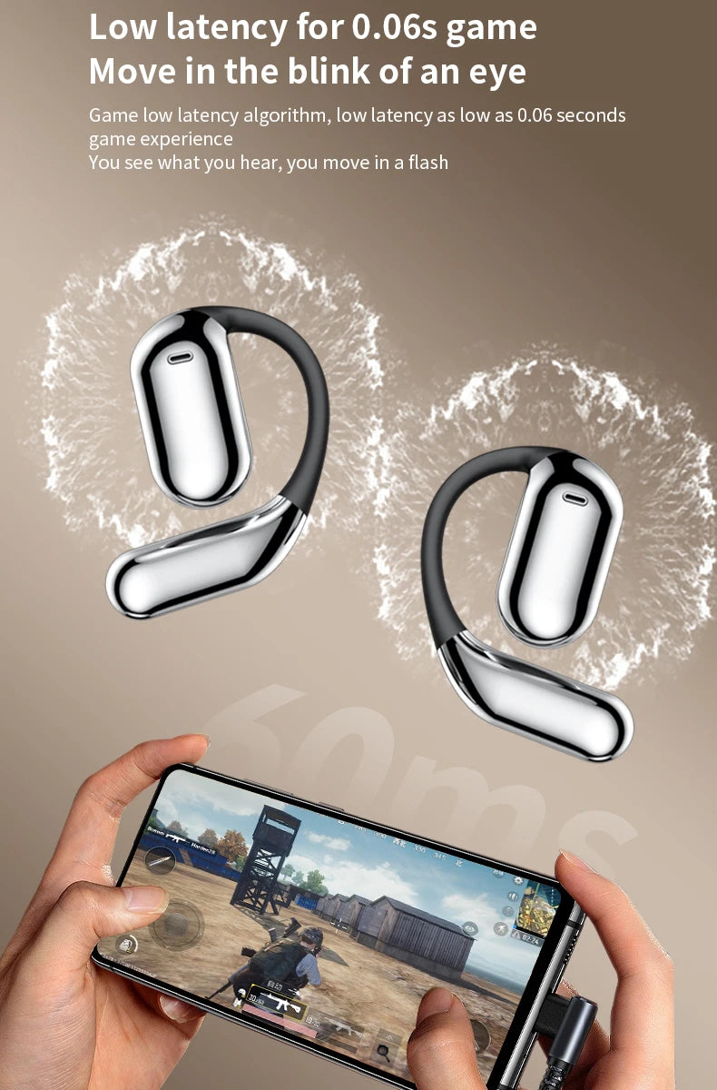 AI Translating Earbuds Real-time 144 Languages Translation Earphone Touch LCD Screen OWS Open Ear Wireless Headphone HiFi Stereo