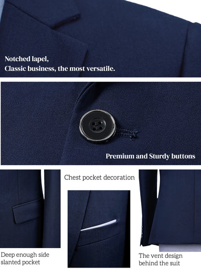 Men's Suit 2pcs Set, Elegant Formal Jacket And Pants, Great Wear for Wedding, Party And Formal Dinner