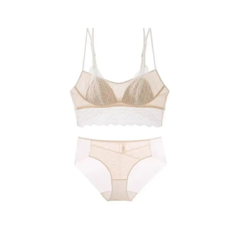 Sexy Lace Bralette No Underwire | French Triangle Cup Bra | Summer Thin Breathable for Women | Slimming Strappy Back Lingerie