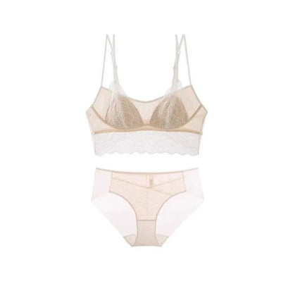 Sexy Lace Bralette No Underwire | French Triangle Cup Bra | Summer Thin Breathable for Women | Slimming Strappy Back Lingerie