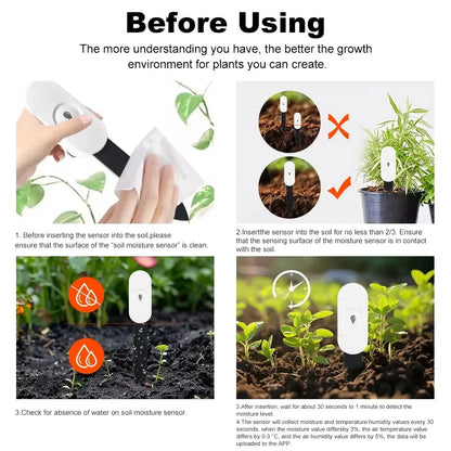 Zigbee Soil Tester Moisture Sensor Meter Tuya Temperature Humidity Moisture Detector For Plants Smart Home Automation Irrigation
