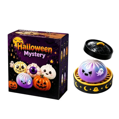 New 1-5pcs Halloween Ghost Dumpling Squishy Toy with Box Squeeze Decompression Fidget Toy for Stress Relief Gift Box Set