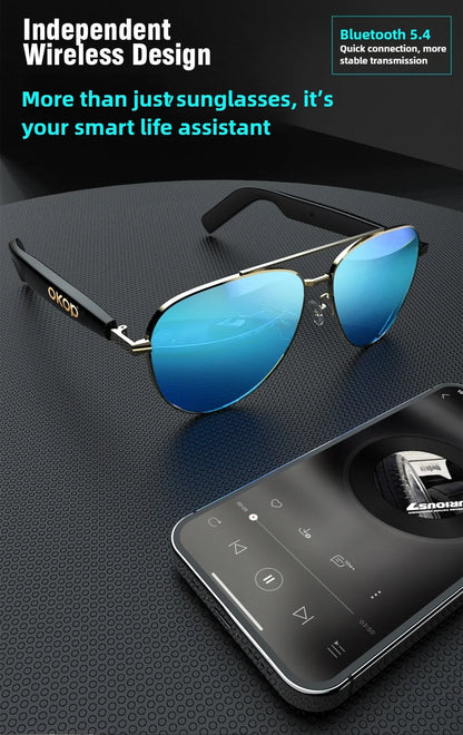 OKOP Smart Bluetooth Glasses,Waterproof Bluetooth Headset,Voice Call Glasses,Anti-blue Light Air Conduction Glasses,AI Glasses