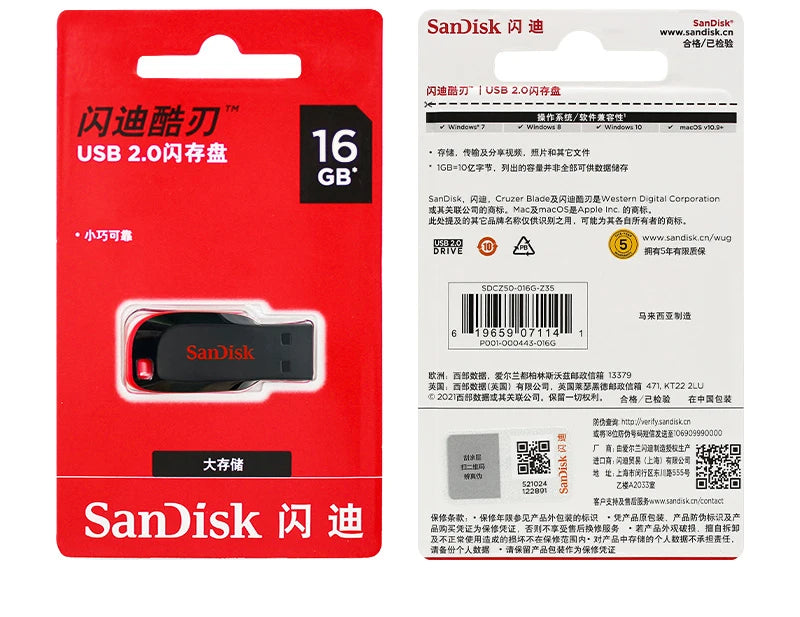 SanDisk USB Flash Drive 128GB 16GB 32GB 64GB Original HIgh Speed Pen Drive Flash Memory Stick USB2.0 U disk for PC USB Pendrive