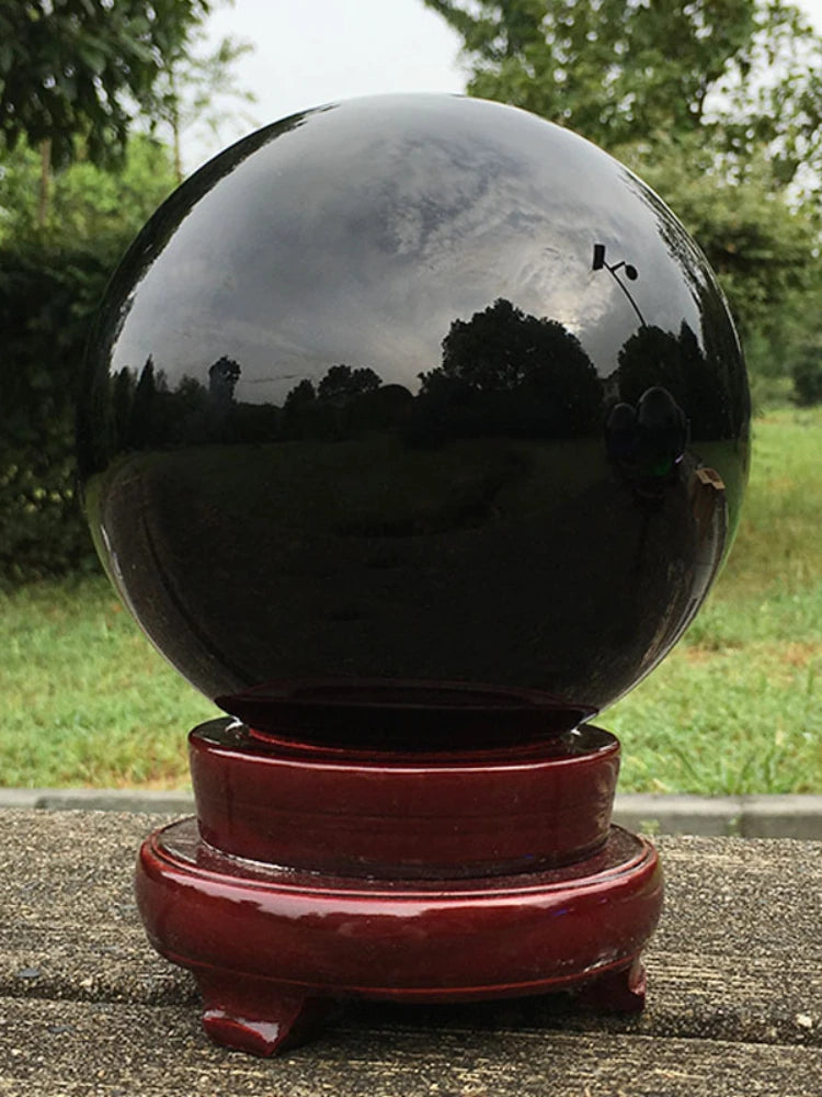 Natural Black Obsidian Sphere Large Crystal Ball Healing Stone Gemstone 30/40/50mm obsidian crystal decorative glass Home Decor