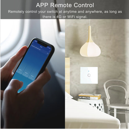 Tuya WiFi Smart Switch Works With Alexa No Neutral Wire Wireless RF433Mhz Remote Wall Touch Sensor Lightes Switch 1/2/3Gang