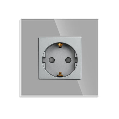 Bingoelec Grey Smart Light Switch and WiFi Wall Socket with Crystal Glass Panel Switches with Sockets Home Improvement