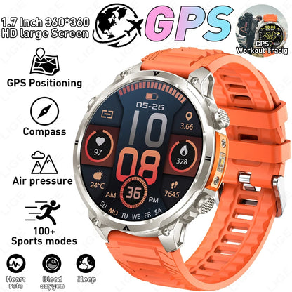 LIGE 2026 Nowy Męski Wojskowy Zegarek Smartwatch GPS Mapa Kompas Pamięć 4GB Bateria 1000mAh Wodoodporność 10ATM Rozmowy Bluetooth HD