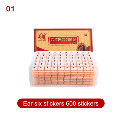 600 Patches Ear Care Red Bianstone Ear Acupuncture Massage Therapy Needle Patch Seeds Sticker Auricular Auriculotherapy Kit