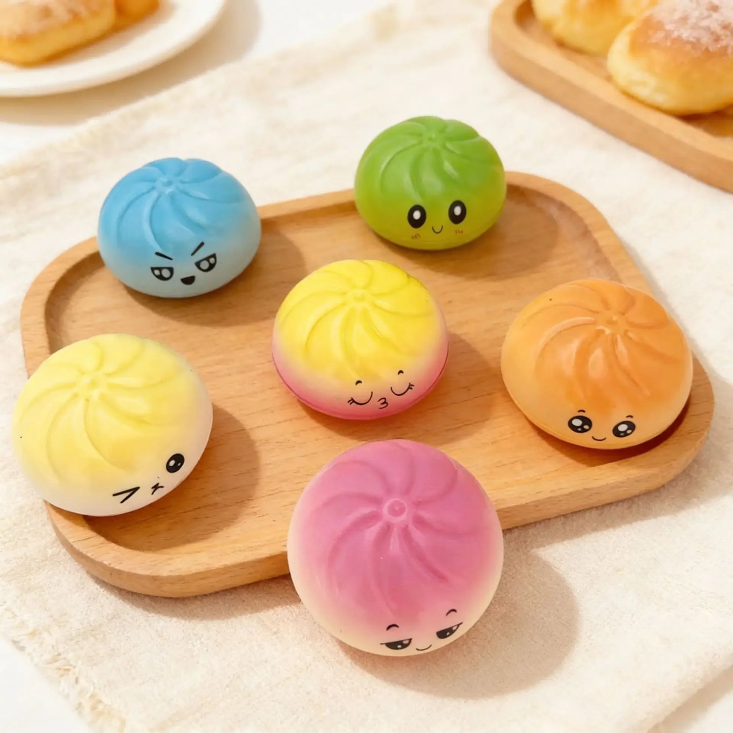 Premium Squishies Dumpling Bun Toy, Slow Rising PU Dumpling Stress Ball, Safe Non-Toxic Stress Relief Fidget Toy for Home