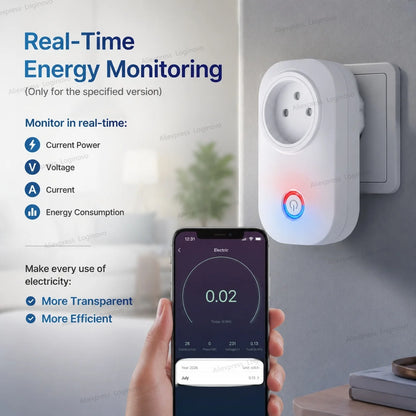 16A Tuya Smart Plug WiFi Zigbee Smart Socket Israel Plug With Energy Monitoring Timer Voice Control Alexa Google Smart Life APP