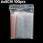 100/200/300pcs Small Zip Lock Plastic Bag Reclosable Transparent Bag Shoe Bag Vacuum Bag Poly Clear Bags Thickness 0.05mm