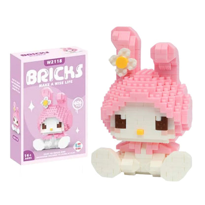 99 style SANRIO Hello Kitty Building Blocks Cartoon Figures Kuromi Bricks My Melody Children's Assembly Toys Cinnamoroll Gift