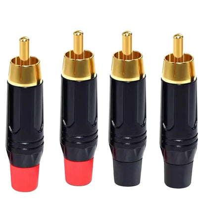 2/4/8PCS RCA Plug Connectors Adapter Coaxial Cable Audio Jack Gold Plug Male No Solder Speaker Connector