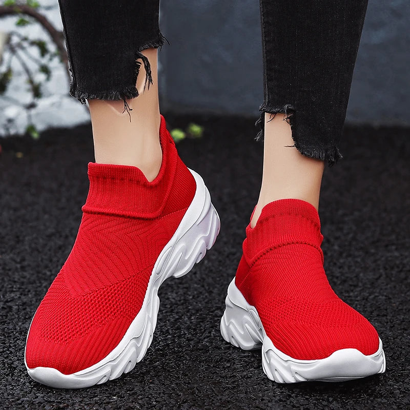Men'S And Women'S Sneakers Mesh Breathable Lightweight High-Top Running Tennis Shoes Comfortable Outdoor Pair Naked Boots