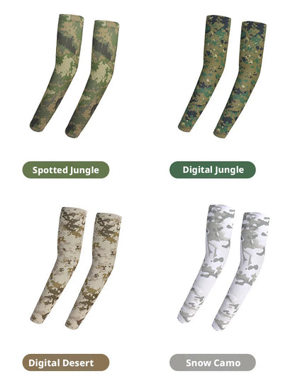 Cooling Arm Sleeves Tactical Camo Sun Protection Breathable Ice Silk UV Guard