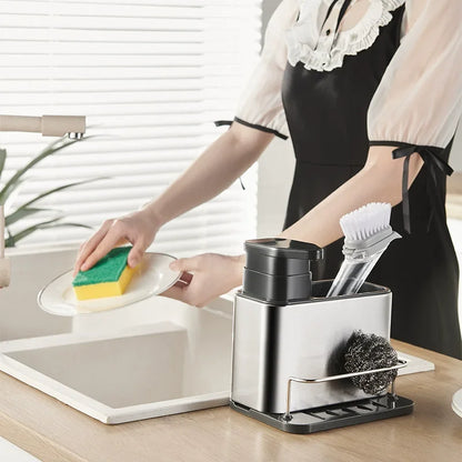 1pc Multi-Function Kitchen Sink Sponge Holder with Detergent Soap Dispenser Hand Soap Bottle with Storage Rack Storage Slot