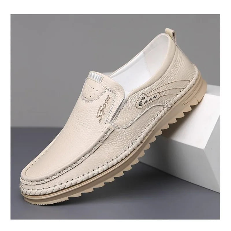 New Handmade Leather Men Shoes Casual Comfortable Men Loafers Slip on Leather Shoes Men Flats Hot Sale Outdoor Walking Shoes