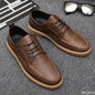 Men's Casual Leather Shoes Trendy Summer Breathable Black Work Shoes Casual Classic Fashion Formal Comfortable Flat Shoes