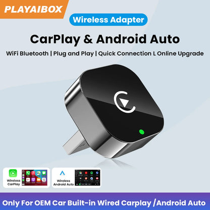 2in1 Wireless CarPlay Adapter Android Auto AI Smart Box Car Intelligent System Suitable For VW Toyota Nissan Honda Kia Opel MG