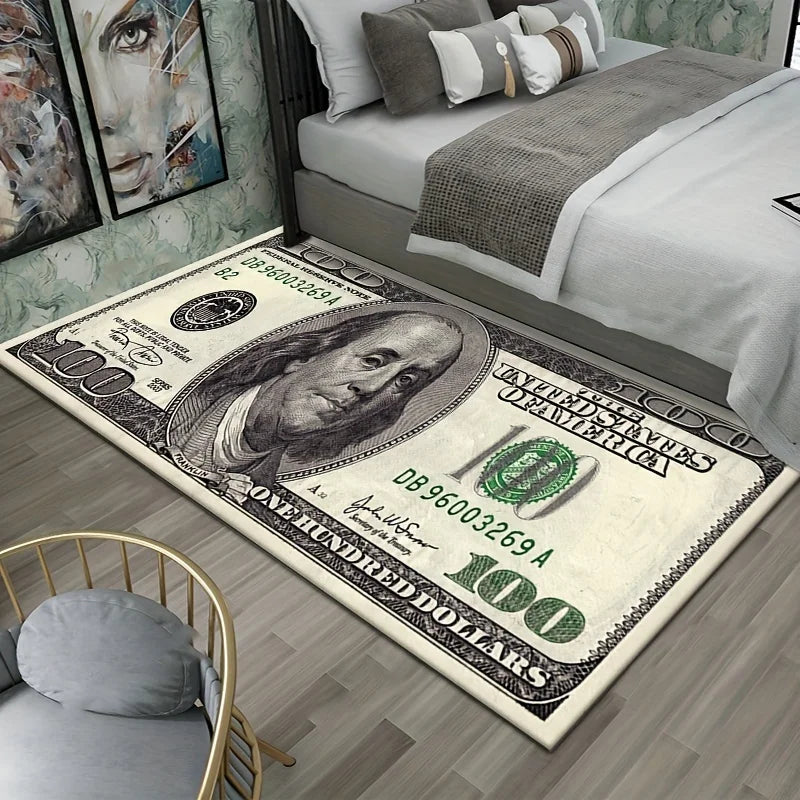 Creative 100Dollar Banknote Pattern Area Rug Bedroom Kitchen Laundry Room Corridor Halloween Christmas Easter Thanksgiving Decor