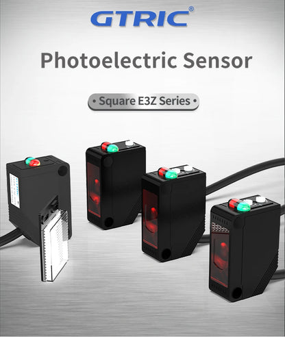 GTRIC E3Z-D61 Diffuse Reflection Photoelectric Sensor NPN PNP 12-24VDC Square Infrared Optical Switch Distance 30CM With Bracket