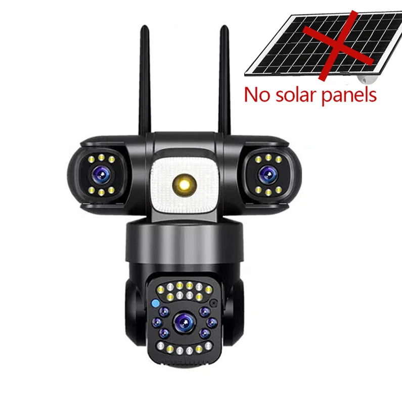 15MP IP Wifi Camera Solar Camera Outdoor 3 Lens 3 Screen 10X Zoom PIR Human Detect Cameras Night Vision CCTV Security Protection
