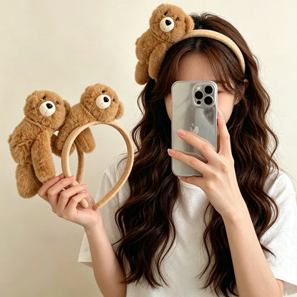 1PC Cute Plush Teddy Bear Hair Claw Clip, Sweet Bow Decor Jaw Clip, Kawaii Hair Accessory For Girls Daily Casual Styling