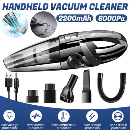 Portable Wireless Vacuum Cleaner 6000pa Powerful Suction Rechargeable Handheld Vacuum Cleaner Quick Charge for Car Home Pet Hair