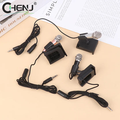 3.5mm Portable Mini Microphone With Stand Stereo Studio Mic For Smart Phone Laptop Desktop Handheld Microphone