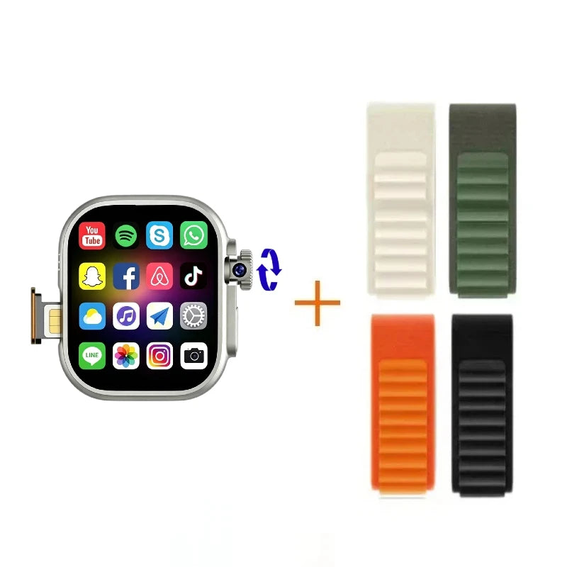 CD12 Smart Watch +1/4pcs Straps AMOLED 4G LTE smart watch with 180 ° rotary camera GPS WiFi SIM card slot health monitoring