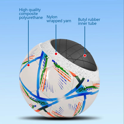 Soccer Ball-Size 5 White Pu For Kids&Adult Youth Men Official Match Game Training Soccer Balls Durable In&Outdoor Football Team