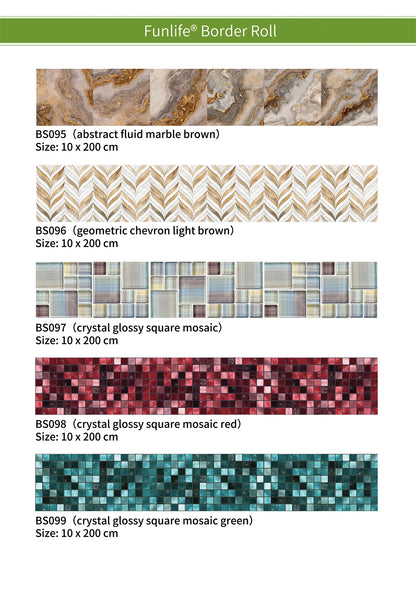 10x200cm Baseboard Sticker Moroccan Mosaic Tile Style Wall Border Sticker DIY Kitchen Bathroom Decoration Waistline Wall Sticker