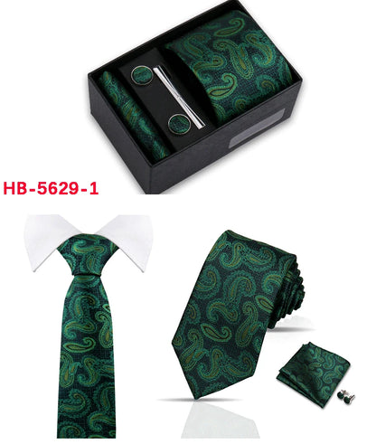 Classic Mens Tie Set Paisley Hanky Cufflinks In Gift Box Jacquard Woven Neckties Set For Men Formal Wedding Fashion Accessories